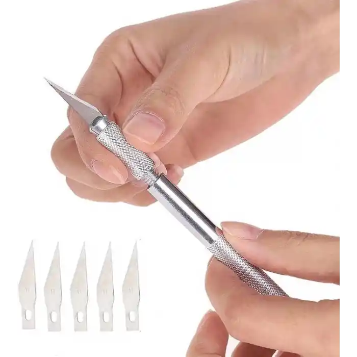 Kretuar Bıçağı + 5 ad.Yedek Bıçak Deri El Aleti
