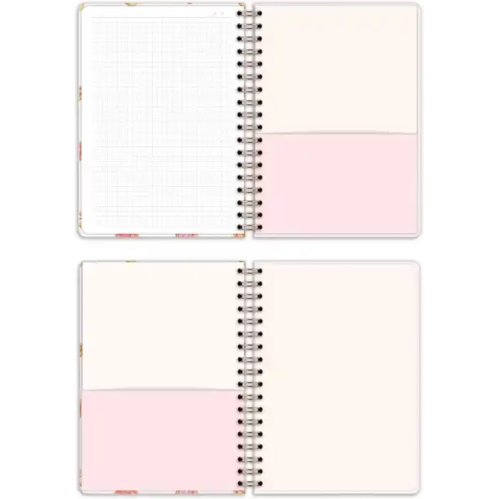 Matt Notebook B5 17x24 cm Spiralli Lastikli Kareli Tarihsiz Not Defteri Kalp Kurabiyeler