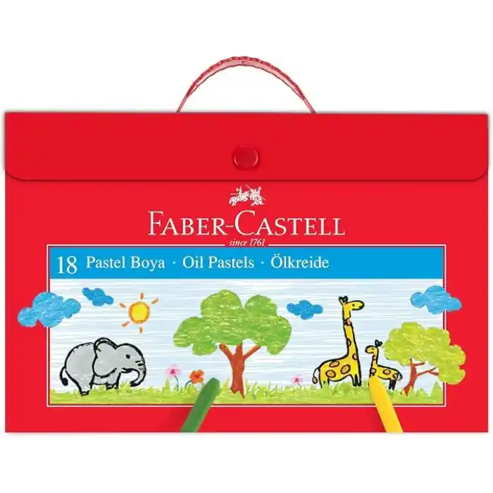 Faber-Castell Çantalı Pastel Boya, 18 Renk, Yumuşak ve Canlı Renkler, Etkili Uygulama, Taşınabilir Plastik Çanta, Eğitici ve Sanatsal Kullanım İçin