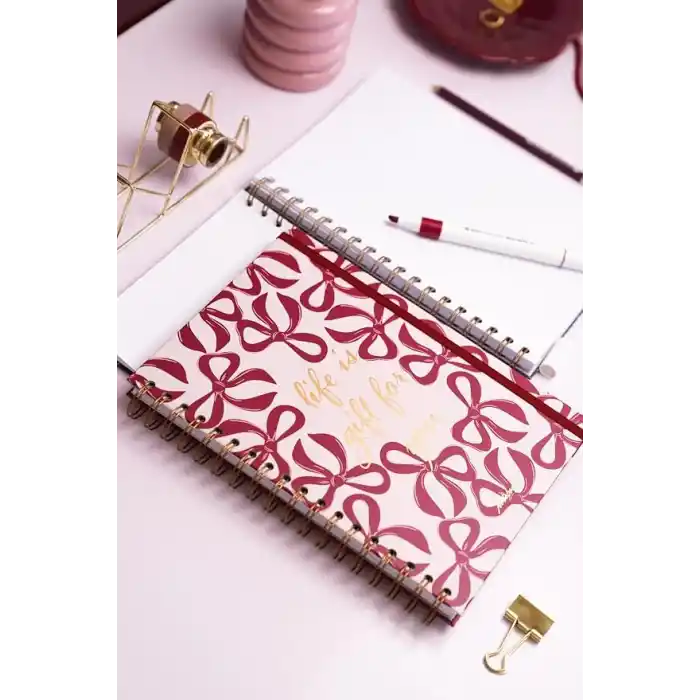 Matt Notebook B5 17x24 cm Spiralli Lastikli Düz, Çizgisiz Tarihsiz Not Defteri Fiyonklar