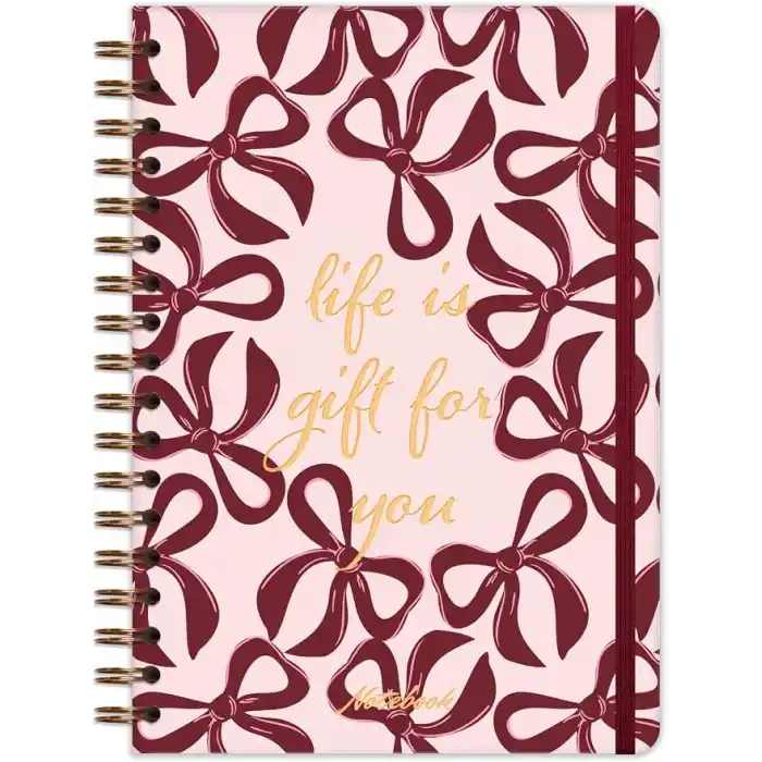 Matt Notebook B5 17x24 cm Spiralli Lastikli Düz, Çizgisiz Tarihsiz Not Defteri Fiyonklar