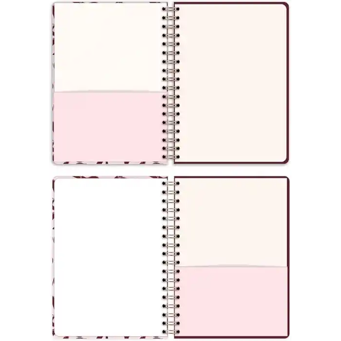 Matt Notebook B5 17x24 cm Spiralli Lastikli Düz, Çizgisiz Tarihsiz Not Defteri Fiyonklar