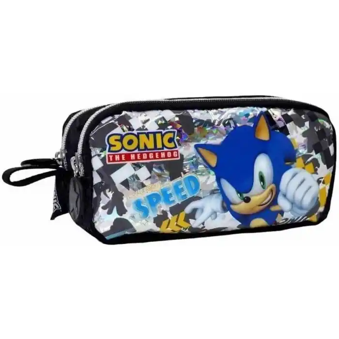 Sonic Lisanslı Çift Gözlü Okul Kalem Çantası 2045