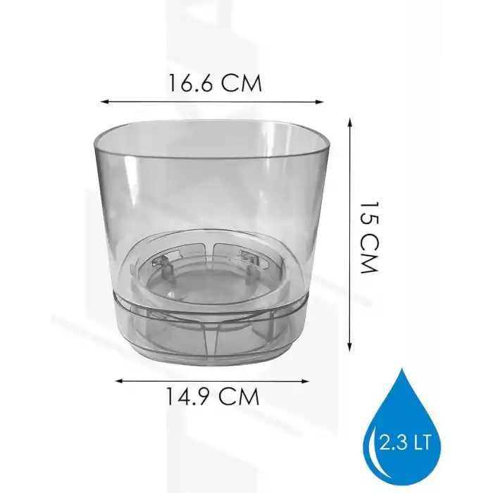 Pera Orkide Saksı (Gri, 2.3 Litre)