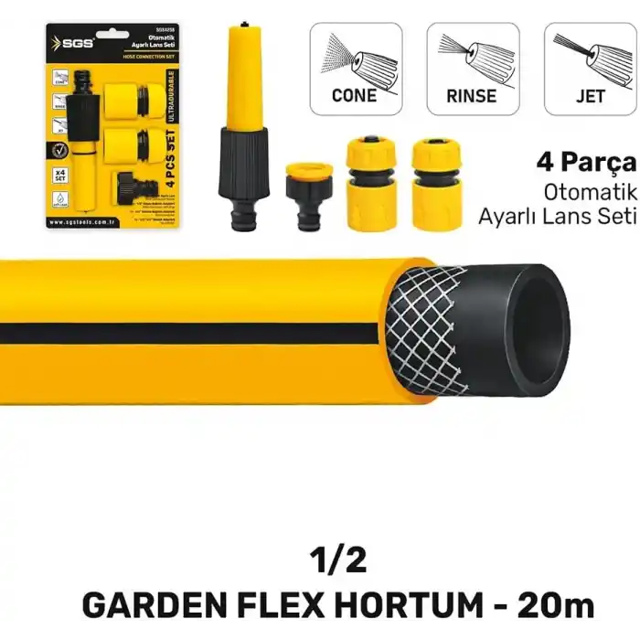 Sgs SGS4364 Gardenflex Hortum 20mt 4 Prç.Lans Set