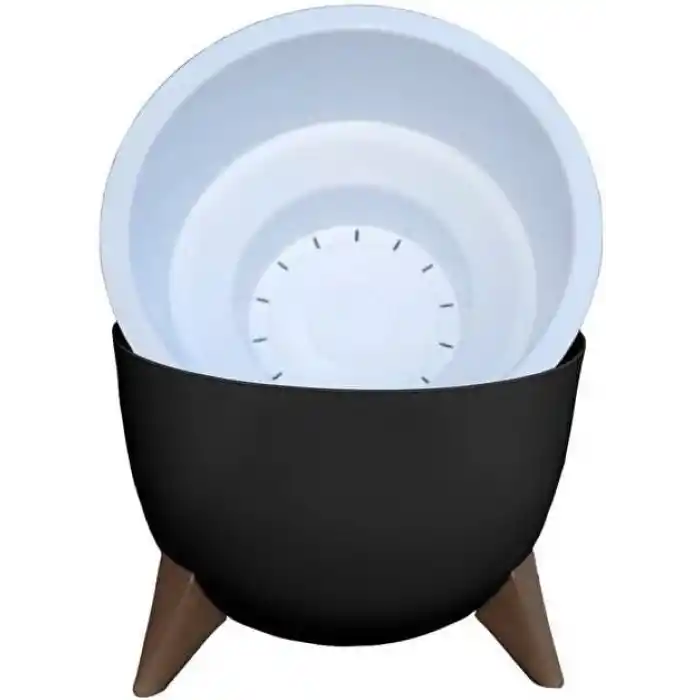 ToXA 10 Litre 32cm Küre Saksı Ayaklı Delikli Süzgeçli Plastik Çiçek Saksısı Antrasit