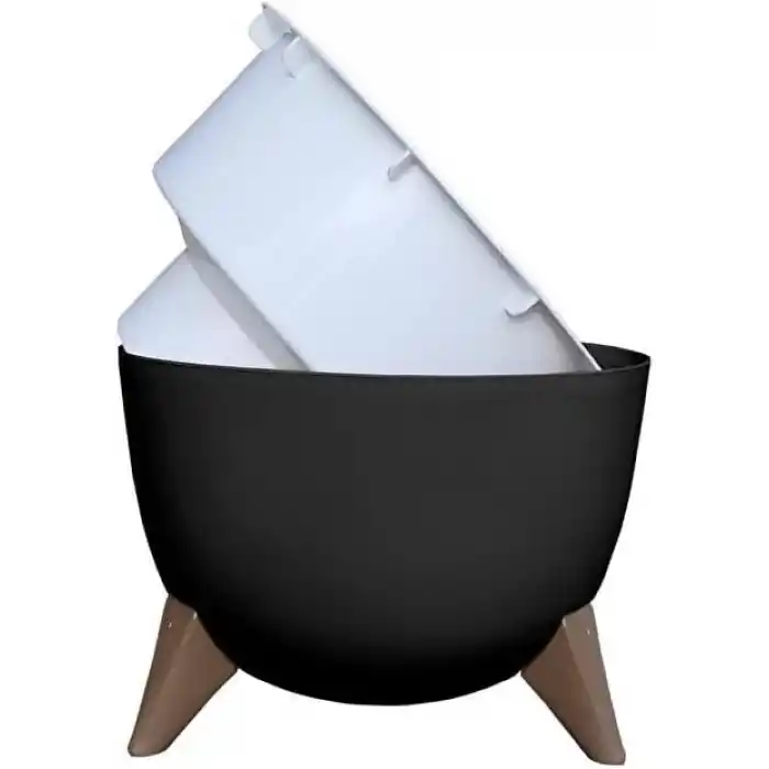 ToXA 10 Litre 32cm Küre Saksı Ayaklı Delikli Süzgeçli Plastik Çiçek Saksısı Antrasit