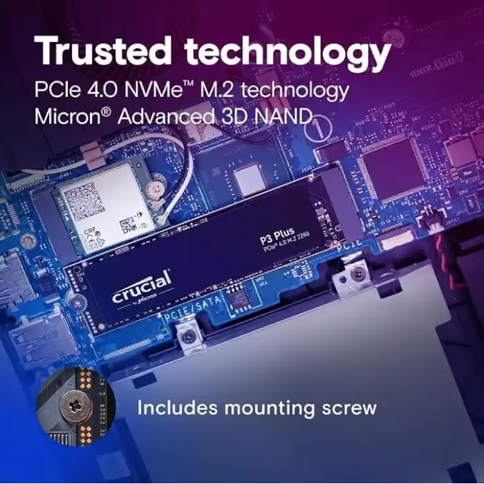 Crucial P3 Plus 1TB PCIe Gen4 3D NAND NVMe M.2 SSD, 5000 MB/sye kadar - CT1000P3PSSD8