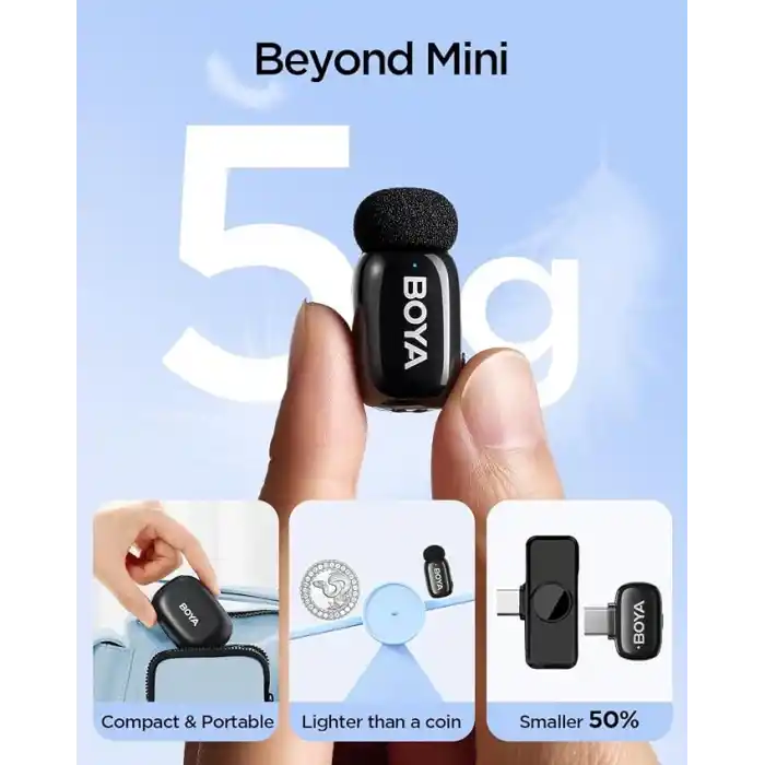 BOYA Mini 2 AI Kablosuz Yaka Mikrofonu Type-C Mat Siyah - SKU02