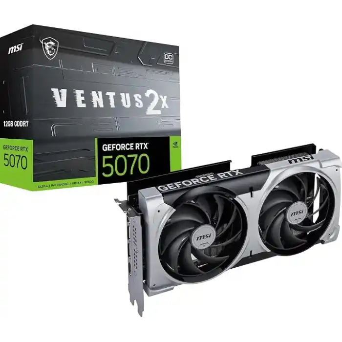 MSI NVIDIA GeForce RTX 5070 12G Ventus 2X OC 192 bit GDDR7 Oyun Grafik Kartı, 2557 MHze kadar Frekansı Artırma, PCIe Gen 5, DLSS 4, DP 2.1 x 3, HDMI 2.1 x 1, SFF Hazır