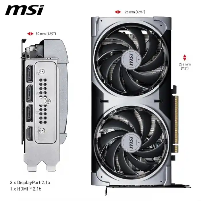 MSI NVIDIA GeForce RTX 5070 12G Ventus 2X OC 192 bit GDDR7 Oyun Grafik Kartı, 2557 MHze kadar Frekansı Artırma, PCIe Gen 5, DLSS 4, DP 2.1 x 3, HDMI 2.1 x 1, SFF Hazır