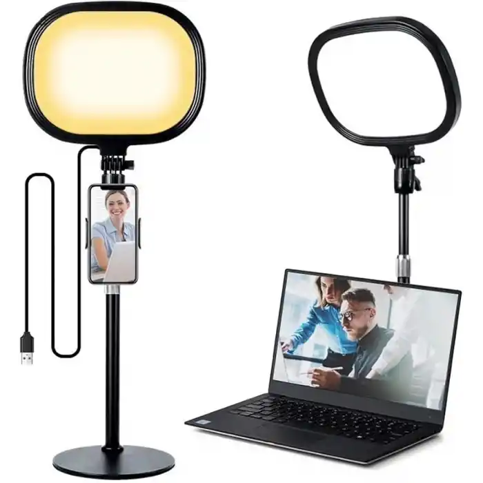 Coverzone Beyaz Sarı Led Aydınlatma Video ve Fotoğraf Çekimi için Sürekli Işık Youtuber Twich Yayın Işığı Ürün Göresel Fotoğraflama Tripodlu Aydınlatma 23cm SY-039 (SY-039)