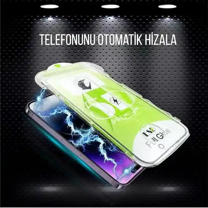 Babilden iPhone 16 Pro/17/17 Pro İle Uyumlu Ekran Koruyucu Hizalama Aparatlı Takılırken Camın Altında Kesinlikle Toz Bırakmayan Darbelere Karşı Ekstra Dayanıklı Temperli Kırılmaz Cam Koruma