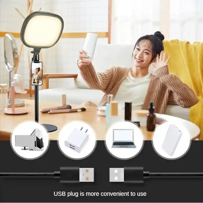 Coverzone Beyaz Sarı Led Aydınlatma Video ve Fotoğraf Çekimi için Sürekli Işık Youtuber Twich Yayın Işığı Ürün Göresel Fotoğraflama Tripodlu Aydınlatma 23cm SY-039 (SY-039)