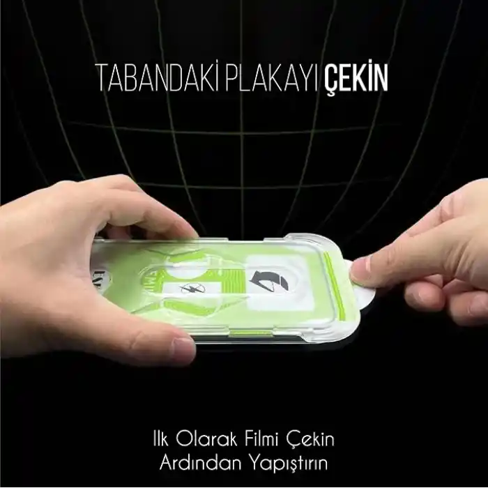 Babilden iPhone 16 Pro/17/17 Pro İle Uyumlu Ekran Koruyucu Hizalama Aparatlı Takılırken Camın Altında Kesinlikle Toz Bırakmayan Darbelere Karşı Ekstra Dayanıklı Temperli Kırılmaz Cam Koruma