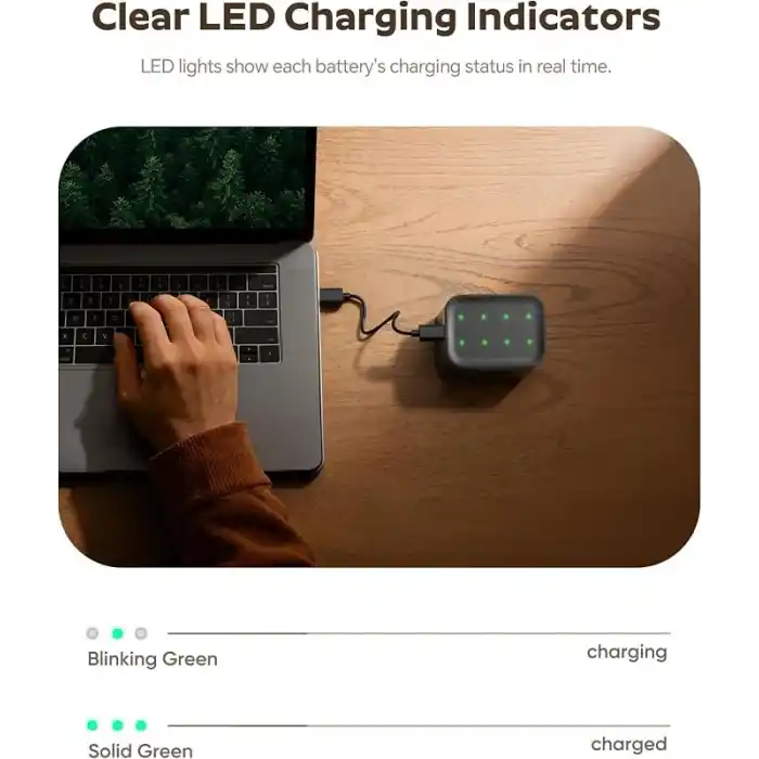 iMuto Şarj Edilebilir Lityum AA Piller, Hızlı Şarj Cihazı, 8 Paket 3600mAh Uzun Ömürlü Çift A Piller, 1.5V Sabit Çıkışlı AA Li-iyon Piller, 1600 Keze Kadar Şarj Edilebilir