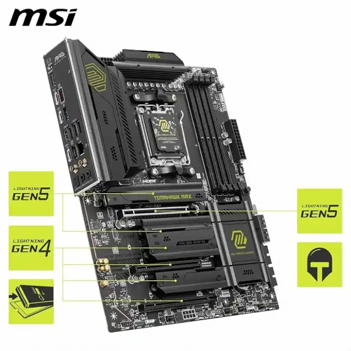 MSI MB MAG B850 TOMAHAWK MAX WIFI AM5 DDR5 8400MHZ(OC) HDMI 4x M.2 USB 10Gbs 5G LAN WI-FI 7 ATX