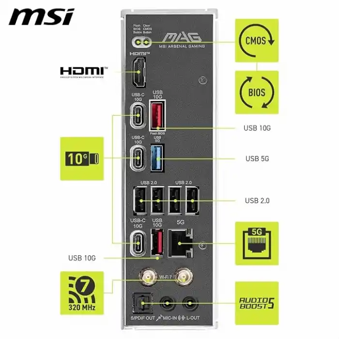 MSI MB MAG B850 TOMAHAWK MAX WIFI AM5 DDR5 8400MHZ(OC) HDMI 4x M.2 USB 10Gbs 5G LAN WI-FI 7 ATX