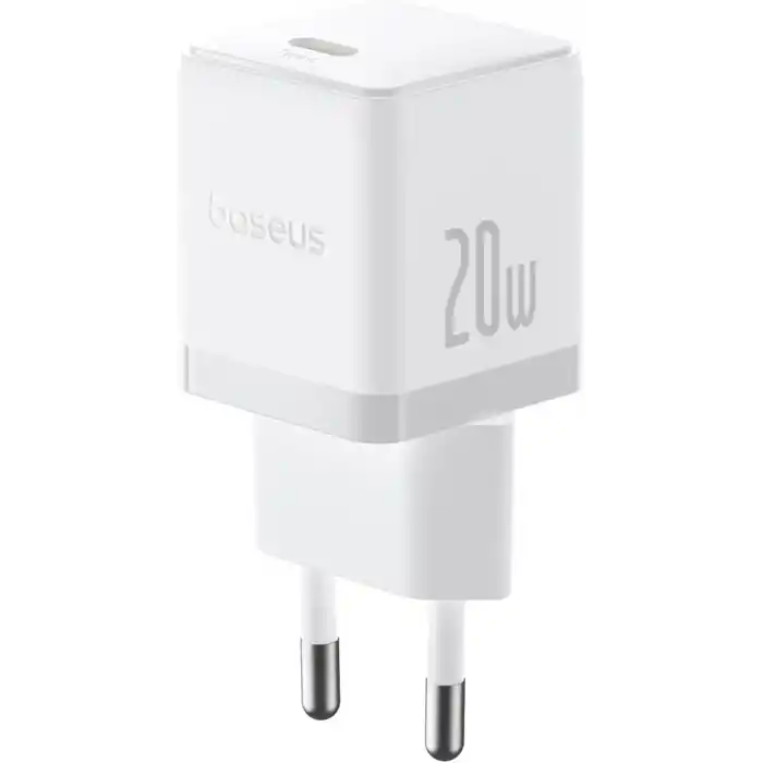 Baseus 20W Hızlı Şarj Cihazı, Palm 1C USB-C Duvar Adaptörü, BCT Soğutma Teknolojisi ve Akıllı Çip Koruması, Kompakt Şarj Başlığı, Beyaz