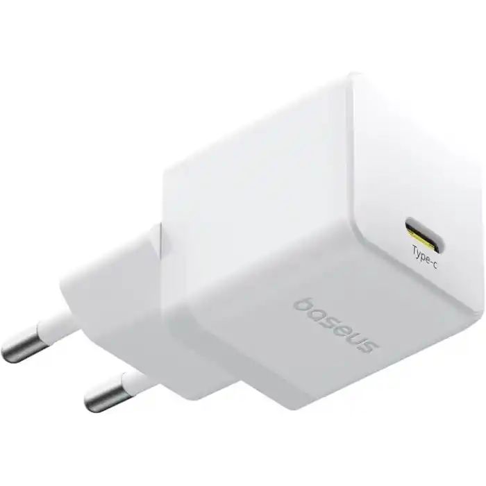 Baseus 20W Hızlı Şarj Cihazı, Palm 1C USB-C Duvar Adaptörü, BCT Soğutma Teknolojisi ve Akıllı Çip Koruması, Kompakt Şarj Başlığı, Beyaz