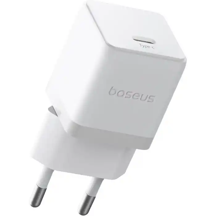 Baseus 20W Hızlı Şarj Cihazı, Palm 1C USB-C Duvar Adaptörü, BCT Soğutma Teknolojisi ve Akıllı Çip Koruması, Kompakt Şarj Başlığı, Beyaz