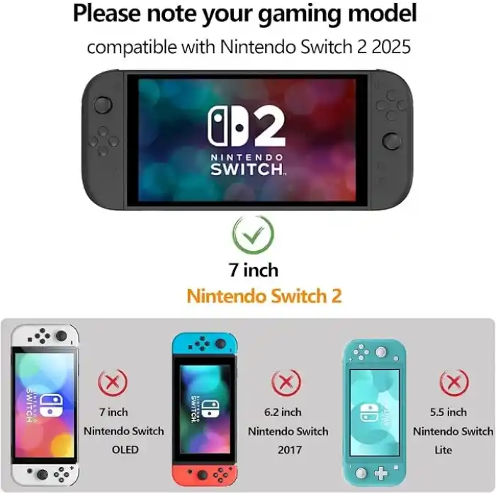 Aiziki [Nintendo Switch 2 için 2 Adet Koruyucu Temperli Cam [Kırılmaz TOP 9H Koruma] [Tam Ekran] Nintendo Switch 2 için Kırılmaz Koruyucu Cam HD Ekran Koruyucu Folyo
