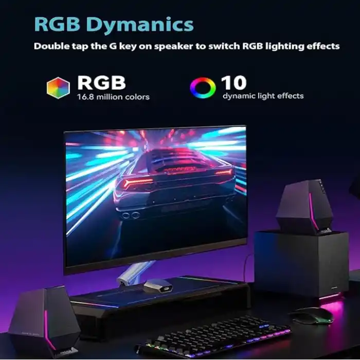 Edifier G1500 MAX 2.1 Bilgisayar Hoparlör Sistemi, Subwoofer Line Out ile 60W Hecate Oyun Hoparlörleri, RGB Işık, Bluetooth 5.3, USB, Type-C, 3.5mm AUX Girişi, Siyah