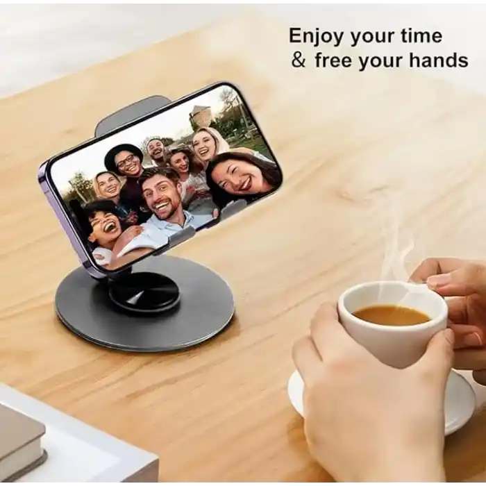 Rever Masaüstü Telefon Tutucu Metal Katlanabilir 360° Ayarlanabilir Yükseklik ve Açı Ayarlı