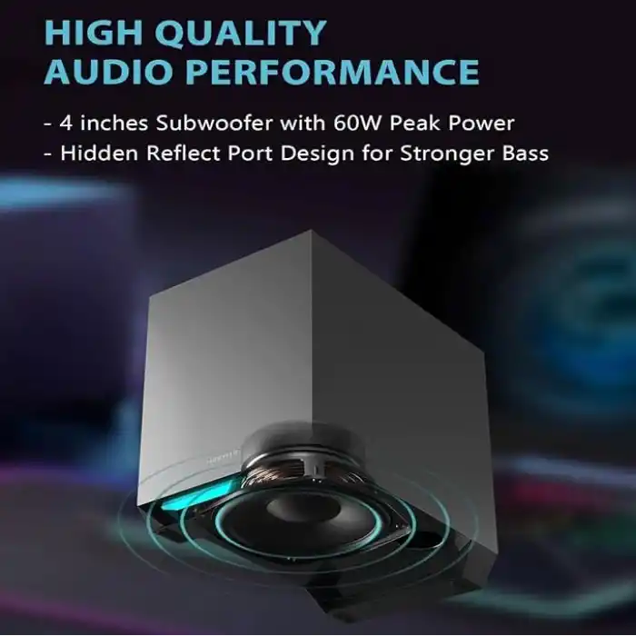 Edifier G1500 MAX 2.1 Bilgisayar Hoparlör Sistemi, Subwoofer Line Out ile 60W Hecate Oyun Hoparlörleri, RGB Işık, Bluetooth 5.3, USB, Type-C, 3.5mm AUX Girişi, Siyah
