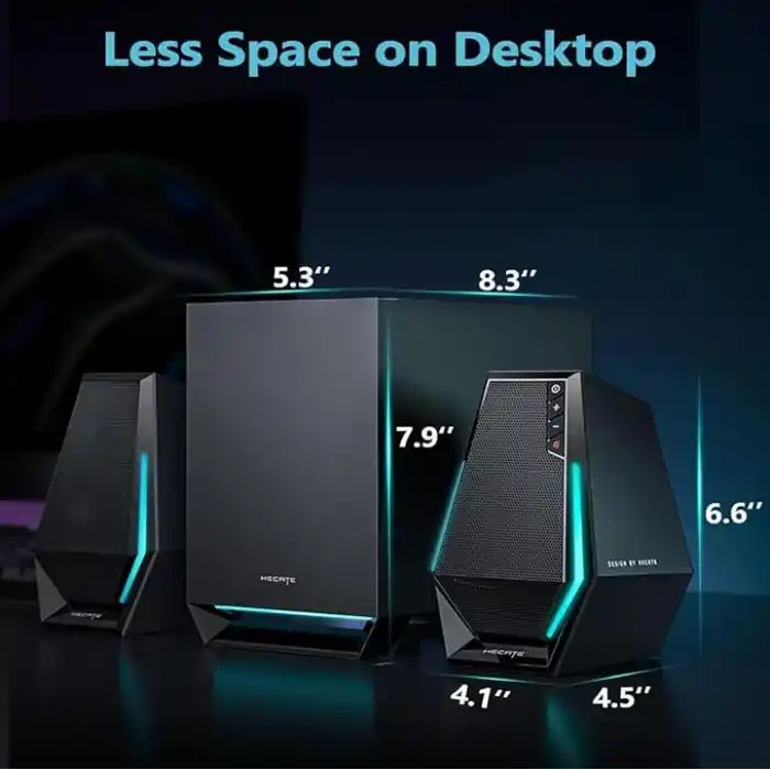 Edifier G1500 MAX 2.1 Bilgisayar Hoparlör Sistemi, Subwoofer Line Out ile 60W Hecate Oyun Hoparlörleri, RGB Işık, Bluetooth 5.3, USB, Type-C, 3.5mm AUX Girişi, Siyah
