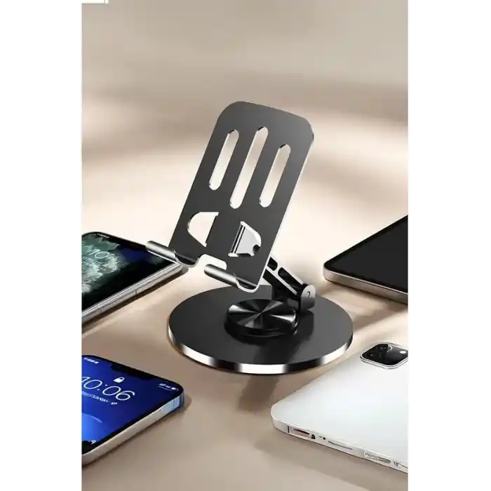 Rever Masaüstü Telefon Tutucu Metal Katlanabilir 360° Ayarlanabilir Yükseklik ve Açı Ayarlı