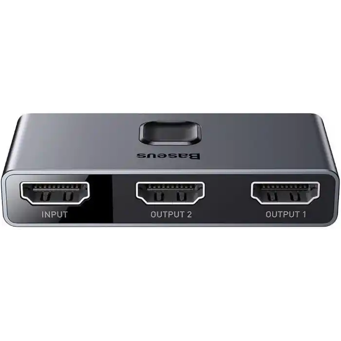 Baseus Matrix 2 in 1 Çok Fonksiyonlu Bilgisayar/Telefon HDMI Hub Adaptörü, Koyu Gri, HDMI Giriş Çıkış 4K & ARC, 4K 60 Hz Destekli, Seyahat Boy