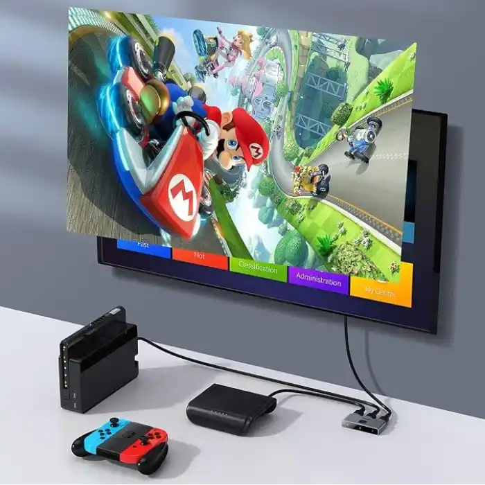Baseus Matrix 2 in 1 Çok Fonksiyonlu Bilgisayar/Telefon HDMI Hub Adaptörü, Koyu Gri, HDMI Giriş Çıkış 4K & ARC, 4K 60 Hz Destekli, Seyahat Boy