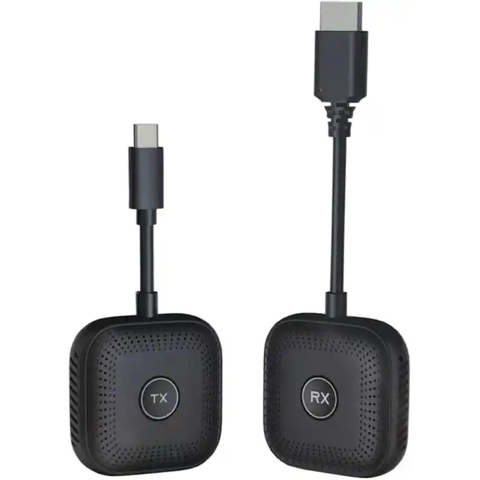 Coverzone Kablosuz HD Görüntü Aktarıcı Seti USB-C TX RX | 1080P 60Hz Tak Çalıştır | Bilgisayar TV Bağlantı Kiti | İnternetsiz Ekran Yansıtma - S1 Type C