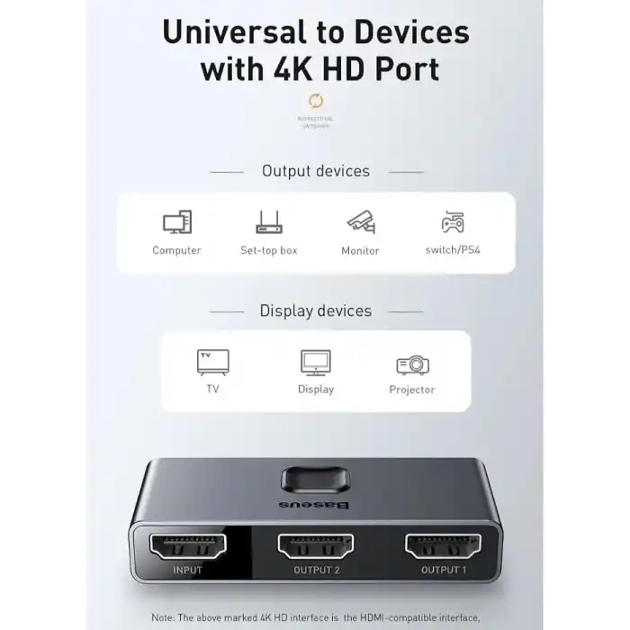 Baseus Matrix 2 in 1 Çok Fonksiyonlu Bilgisayar/Telefon HDMI Hub Adaptörü, Koyu Gri, HDMI Giriş Çıkış 4K & ARC, 4K 60 Hz Destekli, Seyahat Boy