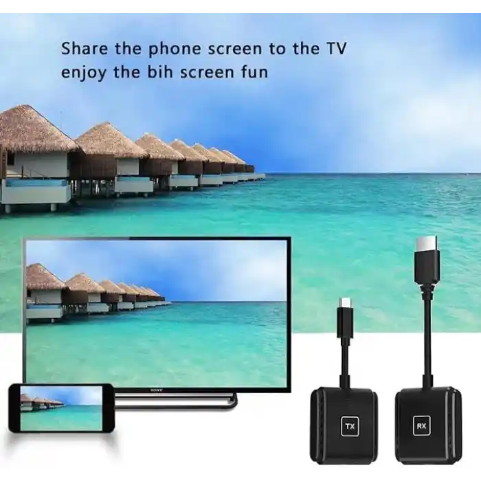 Coverzone Kablosuz HD Görüntü Aktarıcı Seti USB-C TX RX | 1080P 60Hz Tak Çalıştır | Bilgisayar TV Bağlantı Kiti | İnternetsiz Ekran Yansıtma - S1 Type C