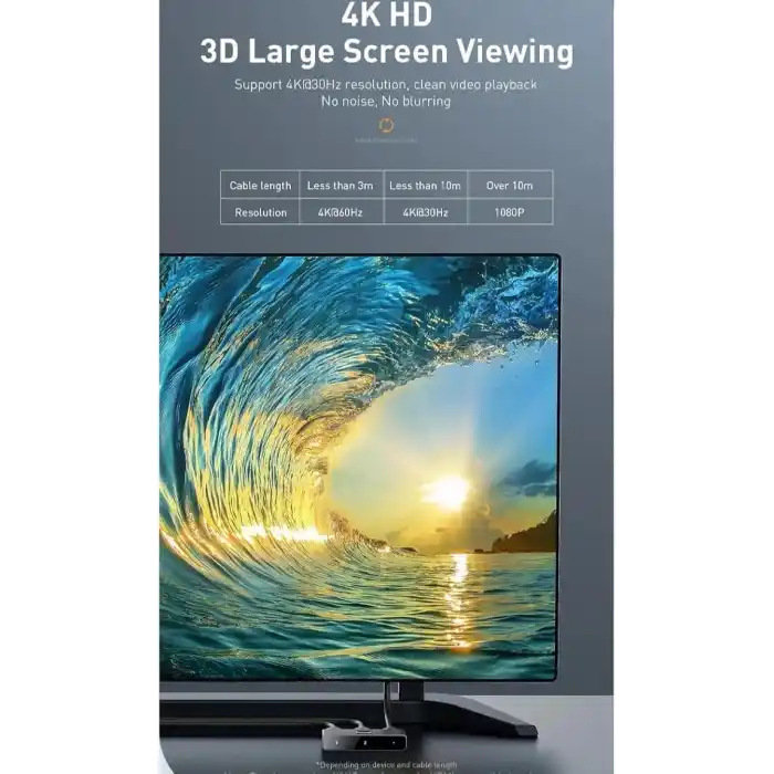 Baseus Matrix 2 in 1 Çok Fonksiyonlu Bilgisayar/Telefon HDMI Hub Adaptörü, Koyu Gri, HDMI Giriş Çıkış 4K & ARC, 4K 60 Hz Destekli, Seyahat Boy