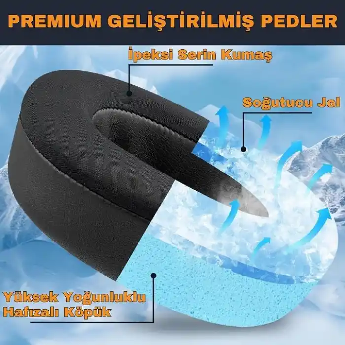 SteelSeries Arctis Nova Pro Wireless (Nova Pro Kablolu ile Uyumsuzdur!) & Nova Elite ile Uyumlu Soğutucu Jel Kulaklık Pedi - İpeksi Kumaş & Hafızalı Köpük Kulaklık Süngeri (Soğutucu Jel - Kumaş)