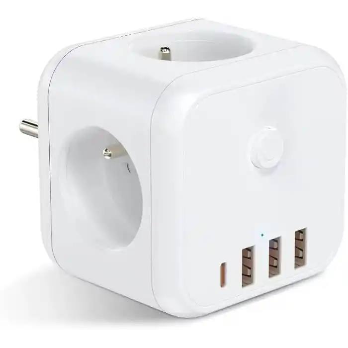 3 Ac Priz Soketli 3 USB+TYPE-C Akım Korumalı, 7 in 1 Priz, 16A Maks, 4000W