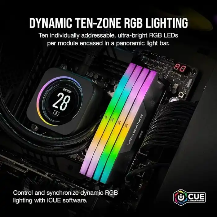 CORSAIR Vengeance RGB DDR5 RAM 48 GB (2 x 24 GB) 6000 MHz CL36 Intel XMP iCUE Uyumlu Bilgisayar Belleği - Siyah (CMH48GX5M2E6000C36)
