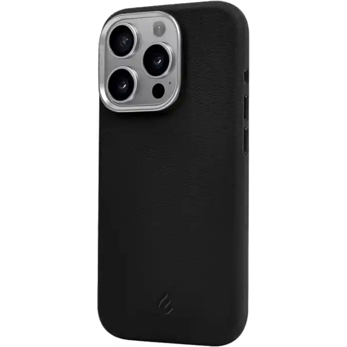 Minesk iPhone 17 Pro / 18 Pro için MagSafe ile Uyumlu Çizilmeyen ve Parmak İzi Tutmayan Deri Görünümlü Metal Tuşlu ve Metal Lens Çerçeveli Hybrid Silikon Kılıf (Siyah, 17 Pro/18 Pro)