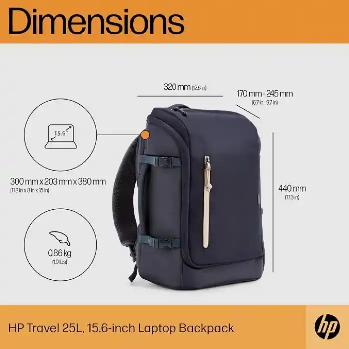 HP Travel 25 Litre 15,6 Demir Grisi Dizüstü Bilgisayar Sırt Çantası (6B8U4AA)