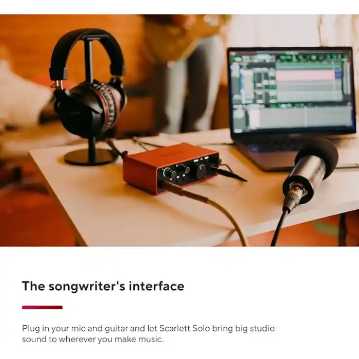 Focusrite Scarlett Solo Gen 4 Ses Kartı: Gitarist, Vokalist veya Prodüktör İçin USB Audio Arayüzü, Stüdyo Kalitesinde Kayıt ve Kayıt Yapmanız İçin Gerekli Tüm Yazılımlar