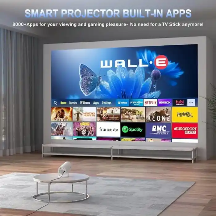Mini Projektör 4K Taşınabilir Destek WiFi 6 BT 5.4 [Entegre Uygulama] Android 14