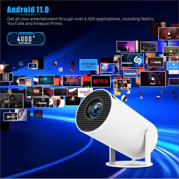 Mini Projektör 4K Taşınabilir Destek WiFi 6 BT 5.4 [Entegre Uygulama] Android 14