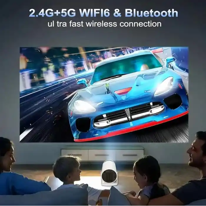 Mini Projektör 4K Taşınabilir Destek WiFi 6 BT 5.4 [Entegre Uygulama] Android 14