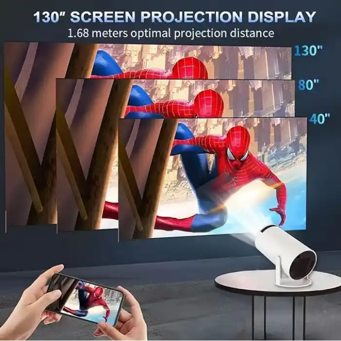 Mini Projektör 4K Taşınabilir Destek WiFi 6 BT 5.4 [Entegre Uygulama] Android 14