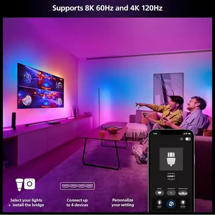 Philips Hue HDMI Sync Box 8K, 4 HDMI Bağlantısı, Akıllı Aydınlatma, Gen2