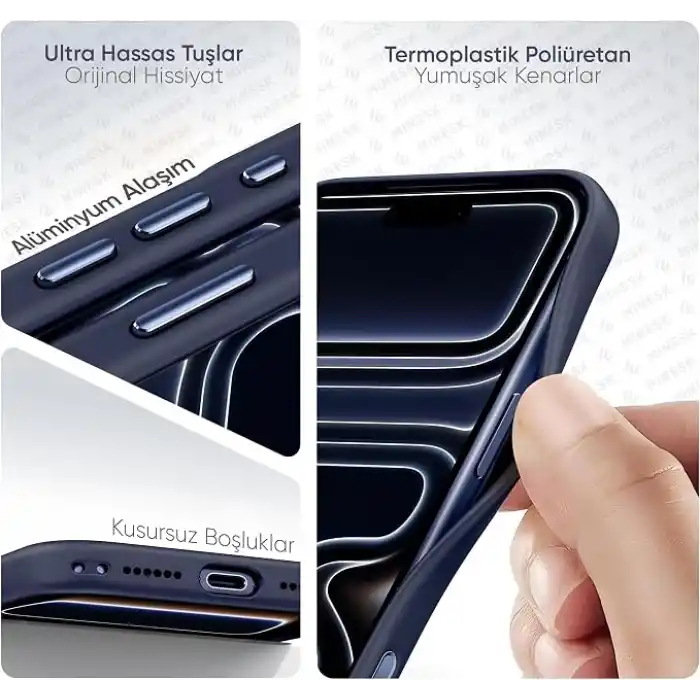 Minesk iPhone 17 Pro / 18 Pro için Özel Geliştirilmiş Kamera Çerçevesini de Koruyan, Arkası Şeffaf Polikarbonat Kenarları Silikon Magsafe ile Uyumlu Kılıf Akıllı Tasarım Kapak (Mavi, 17 Pro/18 Pro)