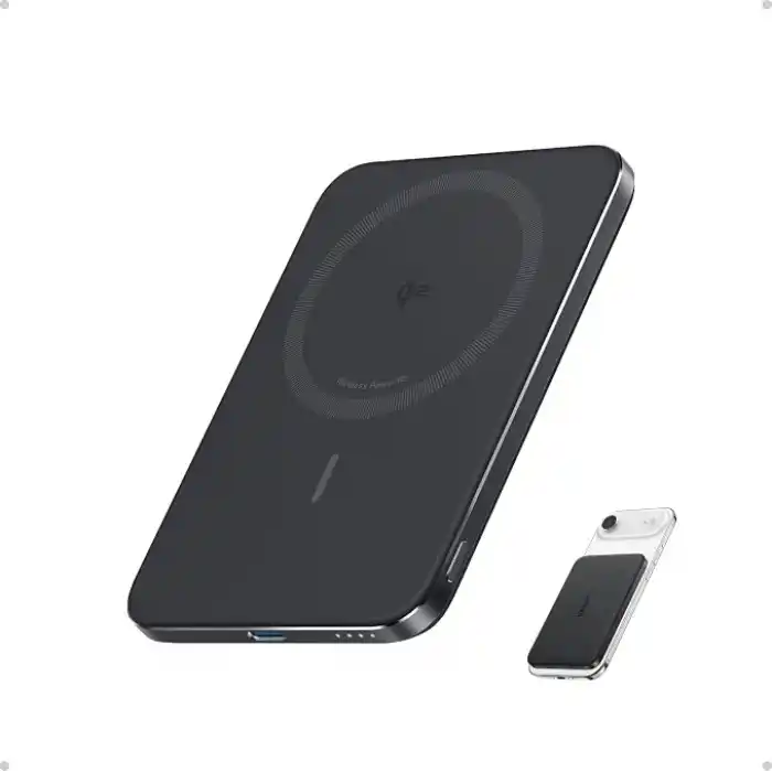 Anker Nano 5.000 mAh MagSafe Powerbank, Ultra İnce Manyetik Taşınabilir Şarj Cihazı, Qi2 Sertifikalı 15W, MagSafe Uyumlu, Ergonomik Tasarım, Siyah - A1665